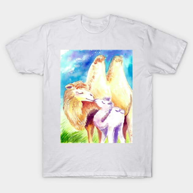 Mother and baby Camel T-Shirt by Orangerinka